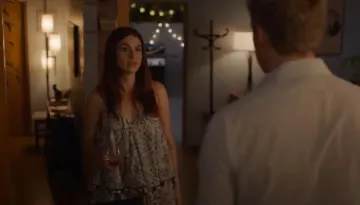 Tularosa Evolette V-Neck Tiered Printed Dress w/ Pompom Trim worn by Gretchen Cutler (Aya Cash) in You're the Worst (S05E07)
