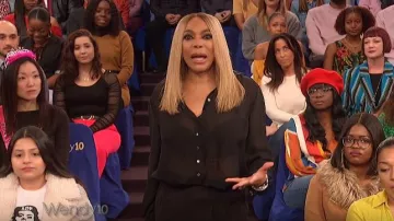 Cavanagh Baker Black Double Silk Andrea Blouse worn by Wendy Williams on The Wendy Williams Show March 19, 2019