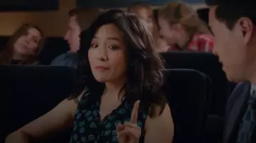 Whistles Maddie Lenno Print Frill Top worn by Jessica Huang (Constance Wu) in Fresh Off the Boat (S05E18)