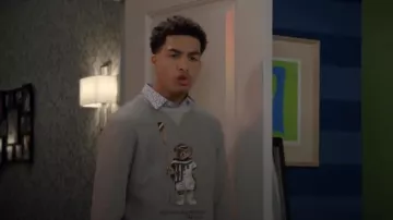 Polo Ralph Lauren Logo Bear Print Sweater worn by Andre Johnson, Jr. (Marcus Scribner) in black-ish (S05E15)