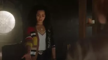 No. 21 Mixed Media Cardigan worn by Macy Vaughn (Madeleine Mantock) in Charmed (S01E16)