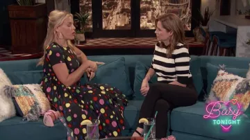 Veronica Beard Cape Dropped Stitch Striped Sweater worn by Jenna Fischer on Busy Tonight February 26, 2019