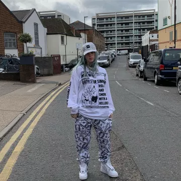HUF Fake News Adjustable Dad Hat in White worn by Billie Eilish on her Instagram account @wherearetheavocados