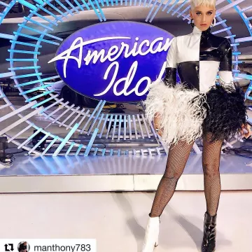 Sam Edelman Hilty Booties in black and white worn by Katy Perry for American Idol on her Instagram account @katyperry