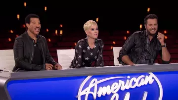 Kalmanovich Sequined Tulle Hem Dress worn by Katy Perry on American Idol 2019