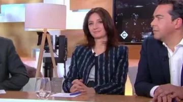 La veste en tweed rayé Claudie Pierlot de Marion Ruggiéri dans C à vous le 26.03.2019