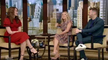 Shoshanna Amora Floral Print Cap Sleeve Ruffle Mini Dress worn by Kelly Ripa on LIVE with Kelly and Ryan March 13, 2019