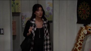 Bcbgeneration Plaid Long Vest worn by Steffy Forrester (Jacqueline MacInnes Wood) in The Bold and the Beautiful (S32E87)