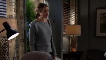 Designers Remix at Intermix Off Shoulder Lace Up Sweater worn by Katrina Bowden in The Bold and the Beautiful (S32E96)