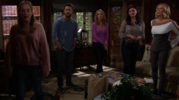 Diane von Furstenberg Colorblock Asymmetrical Top worn by Brooke Logan (Katherine Kelly Lang) in The Bold and the Beautiful (S32E98)