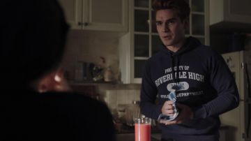 The sweatshirt hoody navy blue "Property of Riverdale High's Archie Andrews, K. J. Apa) in Riverdale S03E17