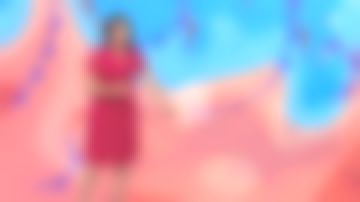 Dress red lace waisted of Anaïs Baydemir in Weather 2 of the 24/03/2019