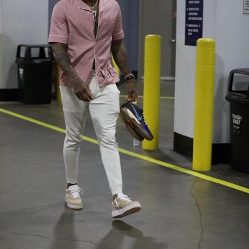 Nike Air Force 1 Low Retro "linen" sneakers worn by P. J. Tucker on the Instagram account of @complexsneakers