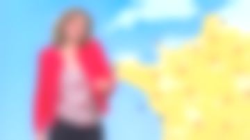 La chaqueta escarlata beso rojo adornado con una raya de crudo por Valérie Maurice en Météo 2 el 29.03.2019