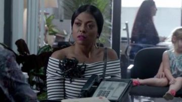 Derek Lam  10 Crosby   Long-Sleeve Striped Off-the-Shoulder Top worn by Cookie Lyon (Taraji P. Henson) in Empire (S03E05)