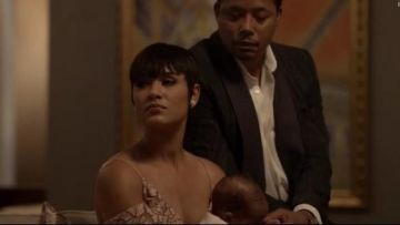 Nicholas Basque Lace Off the Shoulder Dress worn by Anika Calhoun (Grace Byers) in Empire (S03E07)