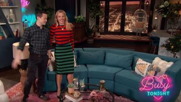 Veronica Beard Baker Striped Pencil Skirt worn by Busy Philipps on Busy Tonight April 1, 2019