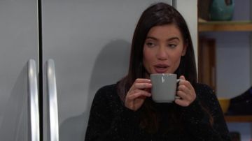 Theory Donegal Cashmere Hoodie worn by Steffy Forrester (Jacqueline MacInnes Wood) on The Bold and the Beautiful (S32E114) March 4, 2019