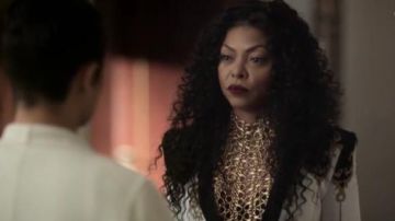 Balmain  Baroque Belted Jacket worn by Cookie Lyon (Taraji P. Henson) in Empire (S03E13)