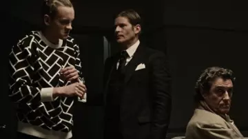 Geometric Sweater worn by Technical Boy (Bruce Langley) as seen in Amer­i­can Gods S01E05