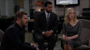 Halo noir Jackie O Robe en Tweed, porté par Jennifer Gareis sur Le Gras et la Belle (S32E126) le 20 Mars 2019