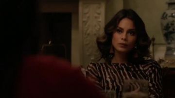  Animal-Print V-Back Blouson Dress worn by Cristal Jennings (Ana Brenda Contreras) in Dynasty (S01E01)