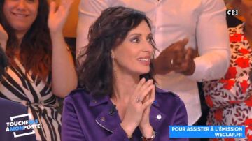 La  Veste courte suédée esprit biker violette de Géraldine Maillet dans Touche pas à mon poste du 02/04/2019