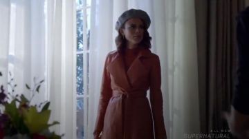 Orange Leather Trench worn by Cristal Jennings (Ana Brenda Contreras) in Dynasty (S01E04)