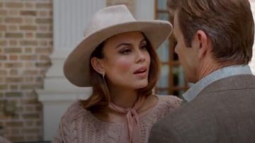 Beige Silk Square Scarf worn by Cristal Jennings (Ana Brenda Contreras) in Dynasty Season 1 Episode 4