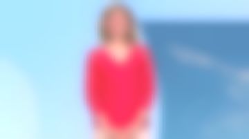 El jersey rojo de palma cuello en V de Valérie Maurice en La Météo de France 2 del 30.03.2019