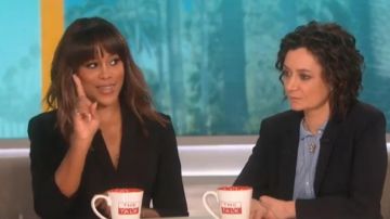 Alice + Olivia Brenda Wrap Effect Cady Mini Dress worn by Eve Torres on The Talk February 20, 2019