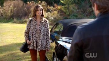 Printed Coat worn by Cristal Jennings (Ana Brenda Contreras) in Dynasty Season 1 Episode 11