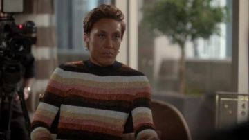 Fendi Metallic knitted wool-blend dress worn by Robin Roberts in TV Show Empire (S04E12)