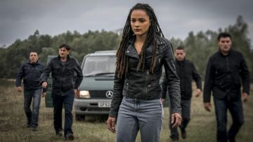 The leather jacket worn by Alice Monaghan (Sasha Lane) in the film Hellboy