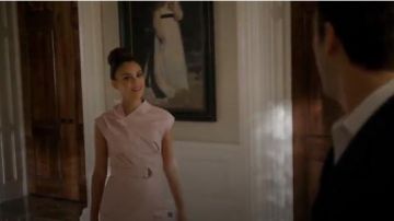 Draped Leather Wrap Midi Dress worn by Cristal Jennings (Ana Brenda Contreras) in Dynasty Season 1 Episode 13