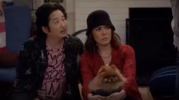 L'Agence Mariposa Blouse in red worn by Camille (Lindsay Price) in Splitting Up Together (S02E17)