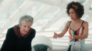 Topshop  Vertical Stripe Bodysuit worn by Pearl Mackie in Doctor Who (S10E01)