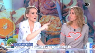 Le Pull coeur de Rachel Bourlier dans William à midi du 10/04/19