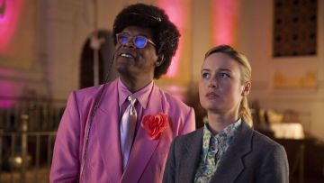 The pink jacket worn by The Salesman (Samuel L. Jackson) in Unicorn Store