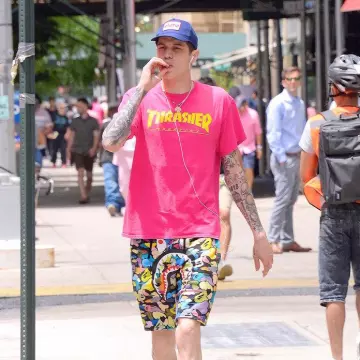 Thrasher Magazine Pink T-shirt worn by Pete Davidson on @petedavidsons Instagram account