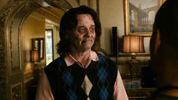 The sweater without sleeve knit pattern blue diamond Cliff Robertson (Bill Murray) in Welcome to Zombieland
