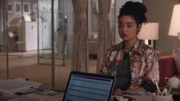 Burberry Floral Metallic Jacquard Flared Sleeve Shirt worn by Kat Edison (Aisha Dee) in The Bold Type (S01E08)