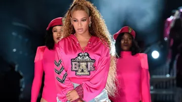 BΔK Patch Sweater Hoodie in Pink worn by Beyoncé in Homecoming: A Film by Beyoncé