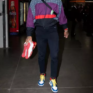 Nike Air Jordan 1 Retro Hi Nrg/un "union" sneakers worn by P. J. Tucker on the Instagram account of @leaguefits