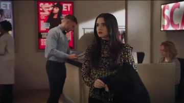 Ganni Tilden Floral Print Mesh Turtleneck Top worn by Jane Sloan (Katie Stevens) in The Bold Type (S02E06)
