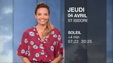 El Vestido de Hojas Estampado Floral de Gennifer Demey en Météo (M6) del 03/04/2019