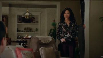Rebecca Taylor Jewel-Neck Floral-Print Blouse worn by Jessica Huang (Constance Wu) in Fresh Off the Boat (S05E22)