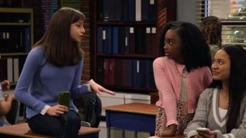 Ted Baker Bronwen Scallop Collar Mock Neck Shirt Jumper in Mid Blue worn by Molly Thompson (Lauren Lindsey Donzis) in No Good Nick (S01E03)