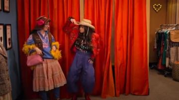 Topshop Rainbow Lame Pussybow Blouse worn by Nick Patterson (Siena Agudong) in No Good Nick (S01E08)