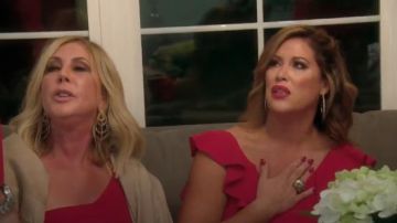 Chiara Boni La Petite Robe Ruffle Back Jumpsuit worn by Emily Simpson in The Real Housewives of Orange County (S13E08)